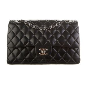 2008-2009 Chanel quilted medium lambskin classic double flap hand bag